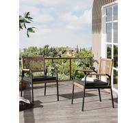 GarveeHome Soutien Robuste - Chaise de Jardin en rotin synthétique et métal - Assise Confortable, Coussins Inclus, Facile à Entretenir - Lot de 4