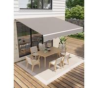 GarveeHome Store à Bras articulé 400 x 250 cm, UV50+ et imperméable, avec manivelle et Support Mural, Longueur + Angle réglable, Store pour terrasse et Balcon, Protection Solaire, Store de Balcon