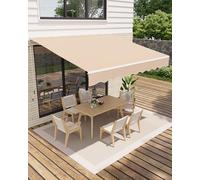 GarveeHome Store à Bras articulé 400 x 250 cm, UV50+ et imperméable, avec manivelle et Support Mural, Longueur + Angle réglable, Store pour terrasse et Balcon, Protection Solaire, Store de Balcon