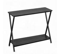 GarveeHome Table Console étroite, Industriel, 2 étagères, Schwarz 83 cm | Cadre Métallique Renforcé, Pieds Ajustables. Idéal pour Rangement Chaussures, Livres, Décoration