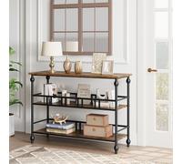 GarveeHome Table Console étroite Industrielle 3 étages - Meuble d’appoint avec étagères - Rangement Pratique pour entrée, Salon Vintage Color