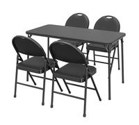 GarveeHome Table Pliante Rectangulaire- Plateau Rembourré en Cuir PU - Structure en Métal Résistante - pour Camping, Bureau, Salon, Salle à Manger Ou Extérieur, Noir