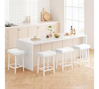GarveeHome Tabourets de Bar sans Dossier rembourrés 24 Pouces - Assise Selle en Simili Cuir Clair, Lot de 2