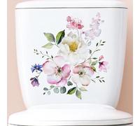 GarveeLife Autocollant moderne pour toilettes - Motif floral - Autocollant décoratif pour abattant de WC - Accessoire de salle de bain - Facile à installer - Pour sanitaires - 23,5 x 29 cm