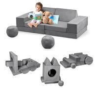 GarveeLife Canapé Lit Enfant, Canape Enfant Convertible avec 12PCS Modules, Futon Pliable Meuble Sofa pour Chambre d'enfant, Chambre à Coucher, Salle De Jeux