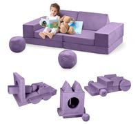 GarveeLife Canapé Lit Enfant, Canape Enfant Convertible avec 12PCS Modules, Futon Pliable Meuble Sofa pour Chambre d'enfant, Chambre à Coucher, Salle De Jeux