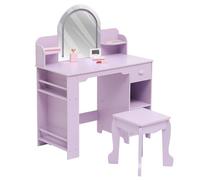 GarveeLife Coiffeuse pour Enfant avec Tabouret Et Miroir LED, Petite Table De Maquillage avec Tiroir Et 1 Compartiments Ouverts, pour Fille De 3-6 Ans, Violet