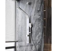 GarveeLife Colonne De Douche Inox LED 2 Jets Massants Noir/Nickel | Douchette main, bec baignoire, réglage individuel, montage facile, robuste.