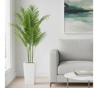GarveeLife Palmier Artificiel De 147Cm/152Cm, Grande Plante Tropicale Artificielle Areca en Pot Blanc Haut, Arbre Palmier Artificiel pour Salon Balcon Chambre Bureau