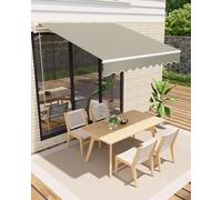 GarveeLife Store à Bras articulé 300 x 250 cm, UV40+ et imperméable, avec manivelle et Support Mural, Longueur + Angle réglable, Stores pour terrasse et Balcon, Protection Solaire, de Balcon