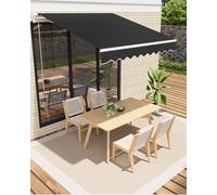 GarveeLife Store à Bras articulé 400 x 250 cm, UV40+ et imperméable, avec manivelle et Support Mural, Longueur + Angle réglable, Stores pour terrasse et Balcon, Protection Solaire, de Balcon