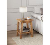 GarveeLife Table d'Appoint en Bois Gris Rustique avec 2 étagères | Style farmhouse - Pour salon, chambre ou entrée - Compacte et montage facile - Gris