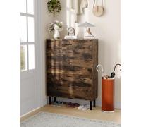GarveeMore 80x25x110 cm Meuble à Chaussures Gain de Place 3 Niveaux à tiroirs basculants - Rangement Chaussures caché autoportant Moderne - pour entrée, Couloir ou Chambre - Bois brûlé