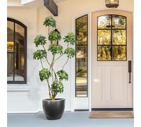 GarveeMore Arbre Artificiel Schefflera (Arbre Parapluie) d’intérieur - 567 Feuilles Toucher réaliste, Troncs Multiples, Pot Blanc décoratif - Déco Salon/Bureau/Porche - 210 cm