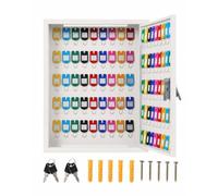 GarveeMore Armoire à Clés 88 Crochets Fresquee en Acier avec Verrou à Code | Porte-clés avec étiquettes et crochets, Montage fresque, Clefs Maison Bureau Hôtel, 40 x 30 x 8 cm, Blanc