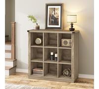 GarveeMore avec Bibliothèque à 9 Cases Verticale en PB Et MDF - Durable Et Solide, Spacieuse, Style Rétro, Design Vertical, Et 9 Compartiments.