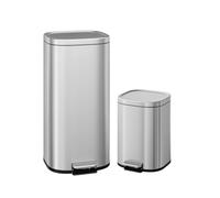 GarveeMore avec Poubelle carrée à pédale en acier inoxydable 30L+6L - durable, facile à nettoyer, tri des déchets possible, gain de place, et usage domestique et commercial.