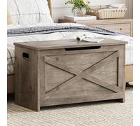 GarveeMore Banc Coffre de Rangement d’entrée 30" en Bois avec Assise - Style Farmhouse Vintage - Couvercle relevable, charnières de sécurité - Imposant capacité (Chaussures/Jouets/Plaids) - Frêne
