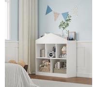 GarveeMore Bibliothèque Enfant 5 Cases Ouvertes en Bois - Autoportante sur Pieds - Rangement Livres & Jouets, accès Facile - pour Chambre, Salle de Jeux, crèche - Blanc
