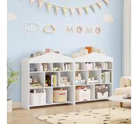 GarveeMore Bibliothèque Enfant Style méthode éducative Progressive en Forme de Maison, étagère Ouverte 4 Niveaux, 9 Cases (Cubbies) pour Livres et Jouets, kit Anti-basculement, Chambre/crèche - Blanc