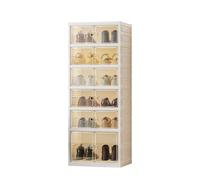 GarveeMore Boite a Chaussure Pliable, 6 Niveaux Transparente Boîtes de Rangement Empilables pour Pointure 45 Chaussures, Anti-poussière Range-Chaussures pour Penderie, 12 Paires