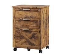 GarveeMore Caisson Mobile 3 tiroirs verrouillable | Rangement robuste sous bureau pour A4/Lettre/Légal. Tiroirs suspendus à rails ajustables, roulettes 360°, couleur vintage.