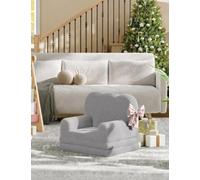 GarveeMore Canapé Enfant 2-en-1 Convertible - Fauteuil Pliable en Mousse, Tissu Sherpa Doux - Sofa lit Confortable pour Chambre ou Salle de Jeux - pour Filles et garçons - Gris, modèle 2106-9
