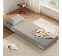 GarveeMore Canapé-lit Convertible 1 Place Pliable en Lin - Mousse à mémoire de Forme - avec Oreiller - sans Montage, canapé de Sol Confortable - pour Salon/Chambre - Gris Clair