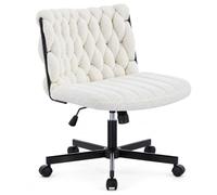 GarveeMore Chaise de Bureau Ergonomique Confortable avec Soutien Lombaire | Tissu peluche fleece, Sans accoudoirs criss-cross, Assise extra large 65cm, Pivotante 360°, Hauteur réglable, avec Roulettes