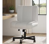 GarveeMore Chaise de Bureau Ergonomique sans accoudoirs Criss Cross, Assise Large Confort, pivotante à roulettes, Hauteur réglable, revêtement Similicuir PU, Home Office - Couleur: Blanc