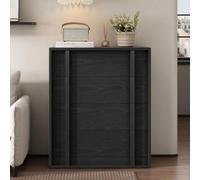 GarveeMore Commode Haute étroite de Chambre - Meuble de Rangement en Bois - Poignées Verticales intégrées - Design Moderne, Chambre/Dressing/entrée - 4 tiroirs, Noir Bas-Relief