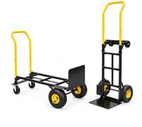 GarveeMore Diable Pliant Monte escalier Pliable 2-en-1, Capacité 181 kg | Avec 4 Roues pleines anti-crevaison, pour Maison Transport Entrepôt Marchandises, Jaune
