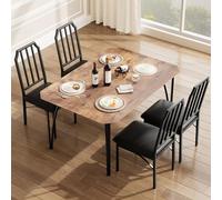 GarveeMore Ensemble élégant et Confortable - Table à Manger 5 pièces compacte, Bords chanfreinés, chaises rembourrées, idéal Petits espaces, Cuisine, Appartement, Style rétro - 1+4 Set Vintage Color