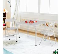 GarveeMore Ensemble table et chaises pliantes enfant - Table carrée d’activité + 2 chaises rembourrées PU - Cadre acier robuste, gain de place - Repas, loisirs créatifs, apprentissage - Beige, 1 table