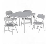 GarveeMore Ensemble Table et chaises Pliantes Enfant - Table carrée d’activités, Surface PU Facile à Nettoyer, chaises avec Coussins rembourrés Ultra-Doux - Noir - 1 Table + 4 chaises