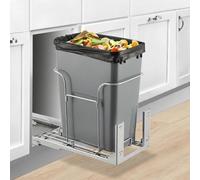GarveeMore Étagère coulissante pour poubelle sous évier - Cadre en métal robuste, glissières soft-close, installation rapide - Support bac caché, gain d’espace 35L (sans bac) - Pour placard 27x48cm,