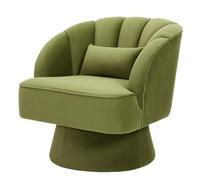 GarveeMore Fauteuil d’appoint pivotant 360° Style tonneau - Velours, Assise Moelleuse - Dossier rayé Moderne, Chaise Lounge Ronde avec accoudoirs pour Salon/Chambre/Petits espaces - Couleur: Velvet |