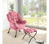 GarveeMore Fauteuil Lounge Oversize avec Pouf Pliant - Dossier inclinable, Coussin Amovible, Poche latérale, Structure Acier 400 LB, Salon/Chambre/Bureau - Couleur : Dutch Velvet HLR-58