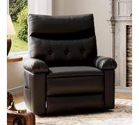 GarveeMore Fauteuil Relax inclinable Manuel pivotant XL/XXL en Cuir PU - Assise Profonde - Inclinaison 3 Positions Jusqu’à 135° - Coussins Moelleux - Poche latérale - Imposer Max 400 LB -
