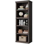 GarveeMore Grande Bibliothèque en Bois, Étagère De Rangement 5 Niveaux | Meuble de Rangement Bureau Salon Chambre, Support Livres et Décoration, 80 x 32 x 172 cm, Teinte chêne