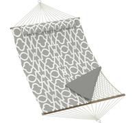 GarveeMore Hamac Double 350x140cm avec Coussin Intégré Matelassé, Hamac Jardin en Polyester Rembourré avec Barres en Bois, Hamac Extérieur sans Support pour 2 Personnes, Idéal Jardin Balcon Terrasse