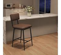 GarveeMore Lot de 2 tabourets de bar hauteur plan 65 cm - Structure métal robuste 400 lb - Assise PU rembourrée, dossier + repose-pieds, facile à nettoyer - Coloris : (V615-3038) Dark brown - 2pcs per