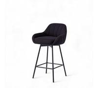 GarveeMore Lot de 2 tabourets de Bar pivotants Hauteur Plan de Travail 66 cm - Dossier & Assise rembourrée Sherpa Peluche Velvet - Pieds métal - Coloris : Peluche Velvet Noir