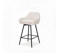 GarveeMore Lot de 2 tabourets de Bar pivotants Hauteur Plan de Travail 66 cm - Dossier & Assise rembourrée Sherpa Peluche Velvet - Pieds métal - Coloris : Peluche Velvet Blanc
