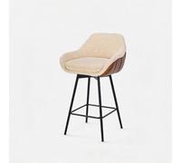 GarveeMore Lot de 2 tabourets de Bar pivotants Hauteur Plan de Travail 66 cm - Dossier & Assise rembourrée Sherpa - Pieds métal - Coloris : PU Marron Extension. + Peluche Velvet crème int.