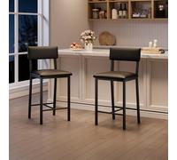 GarveeMore Lot de 4 tabourets de Bar Hauteur comptoir 63 cm (25") - Similicuir rembourré avec Dossier - Repose-Pieds - Pieds métal - pour îlot de Cuisine/Salle à Manger - Noir - Coloris : Black