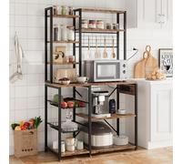 GarveeMore Optimisez votre cuisine - Étagère industrielle 6 niveaux avec prises intégrées - Panier fruits, 4 crochets, support micro-ondes - Rangement stable pour cuisine ou salle à manger - 90x40x178