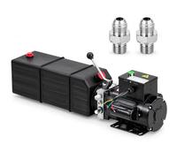 GarveeMore Pompe Hydraulique 12V Simple Effet, 3200 PSI 22 MPa Réservoir 8L | Groupe Hydraulique avec Raccords SAE#6, pour Camion à Benne Basculante Nacelle Élévatrice Remorque Levage Bennage