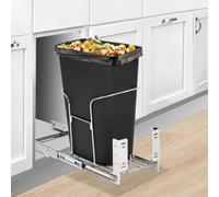 GarveeMore Poubelle cuisine coulissante sous évier - Cadre métallique robuste, glissières soft-close, installation facile - Économie d’espace, 35L (non inclus) - Pour meuble min. 29x46cm, argenté,