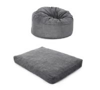 GarveeMore Pouf Poire géant Convertible 2-en-1 Fauteuil + lit d’appoint, Mousse Haute densité à mémoire de Forme, Housse Velours côtelé Amovible Lavable, sans Montage - Gris Clair, Queen Ø120xH70 cm,